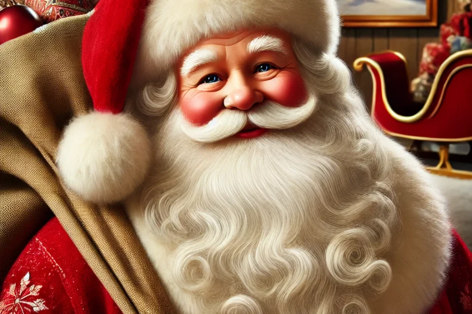 Santa Claus ready for a video call