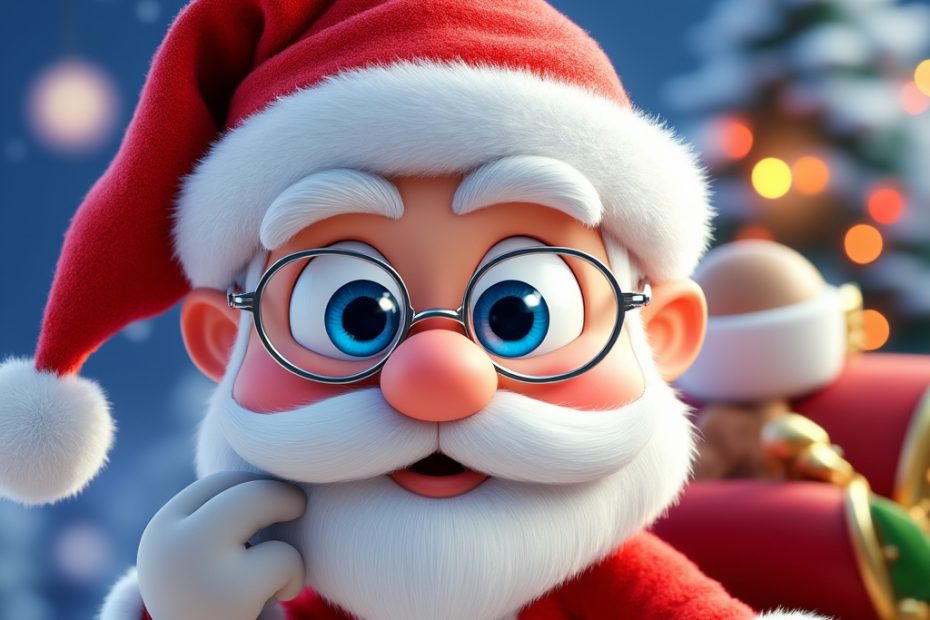 Santa Claus wearing his famous round glasses