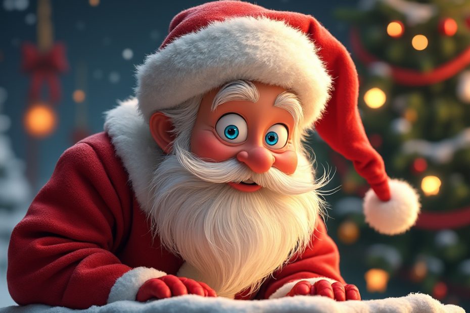 Santa Claus with his iconic white hair and beard